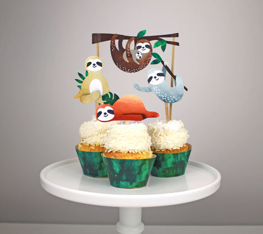 Sloth Party - Cupcake Toppers, 11 ct