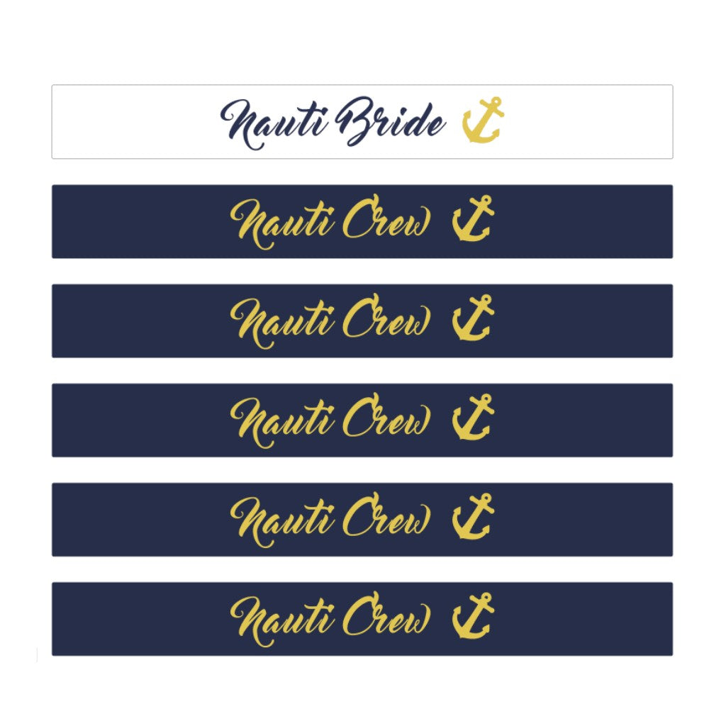 Nauti Bride & Crew Sashes - Set of 6