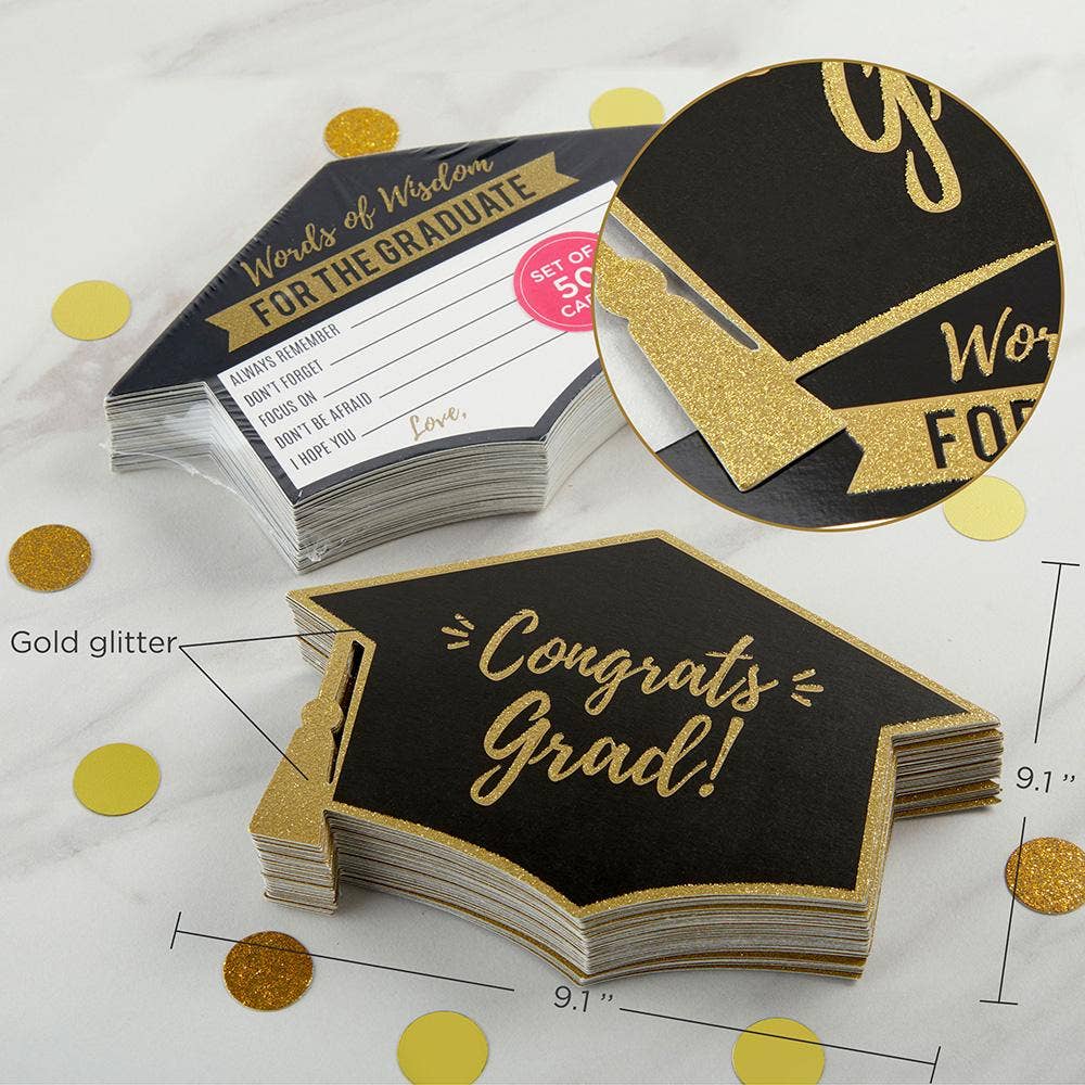 Double Sided Graduation Advice Card with Gold Glitter Double Sided Graduation Advice Card with Gold Glitter