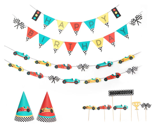 Vintage Race Car - Birthday Party Decoration Kit