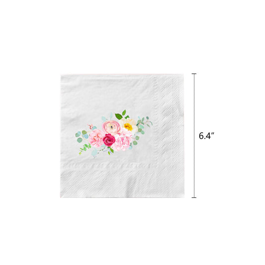 Team Bride Floral Napkins - Set of 20