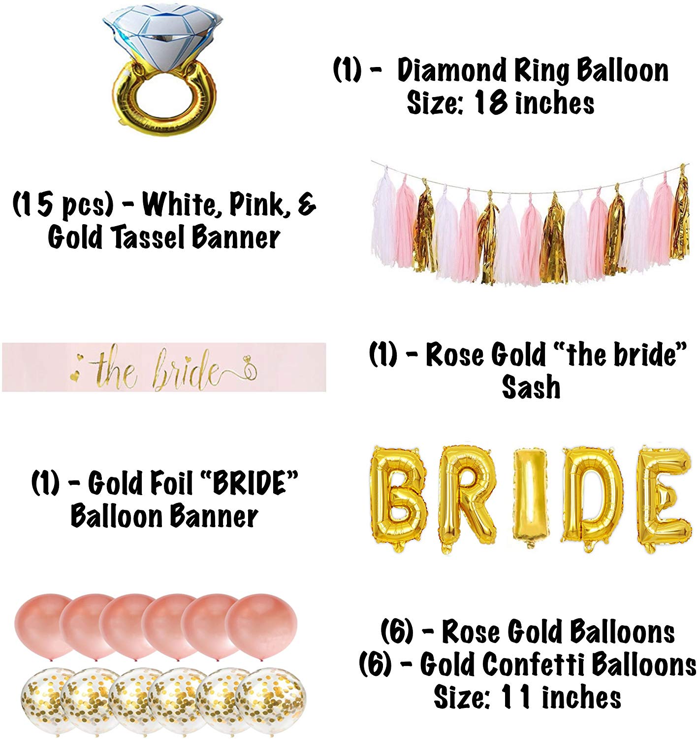 Rose Gold & Gold Bride Decoration Kit - 20 pieces!