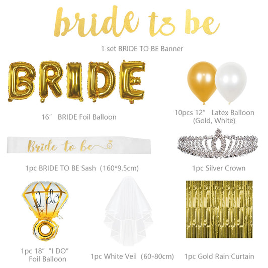 Gold Bridal Shower Decoration Kit - 21 Pieces!