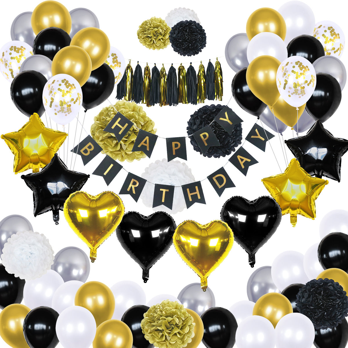 Black Gold Party Decorations, Black and Gold Birthday Decoration