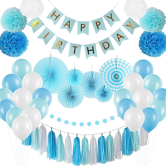 Blue Happy Birthday Decoration Kit - 49 Pieces!