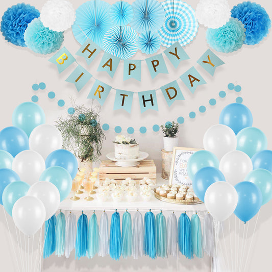 Blue Happy Birthday Decoration Kit - 49 Pieces!