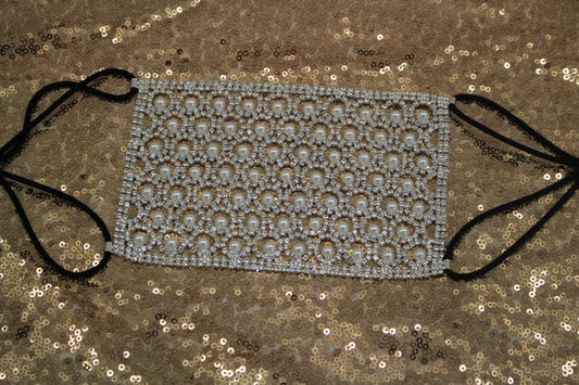 Crystal & Pearl Bridal Mask Overlay