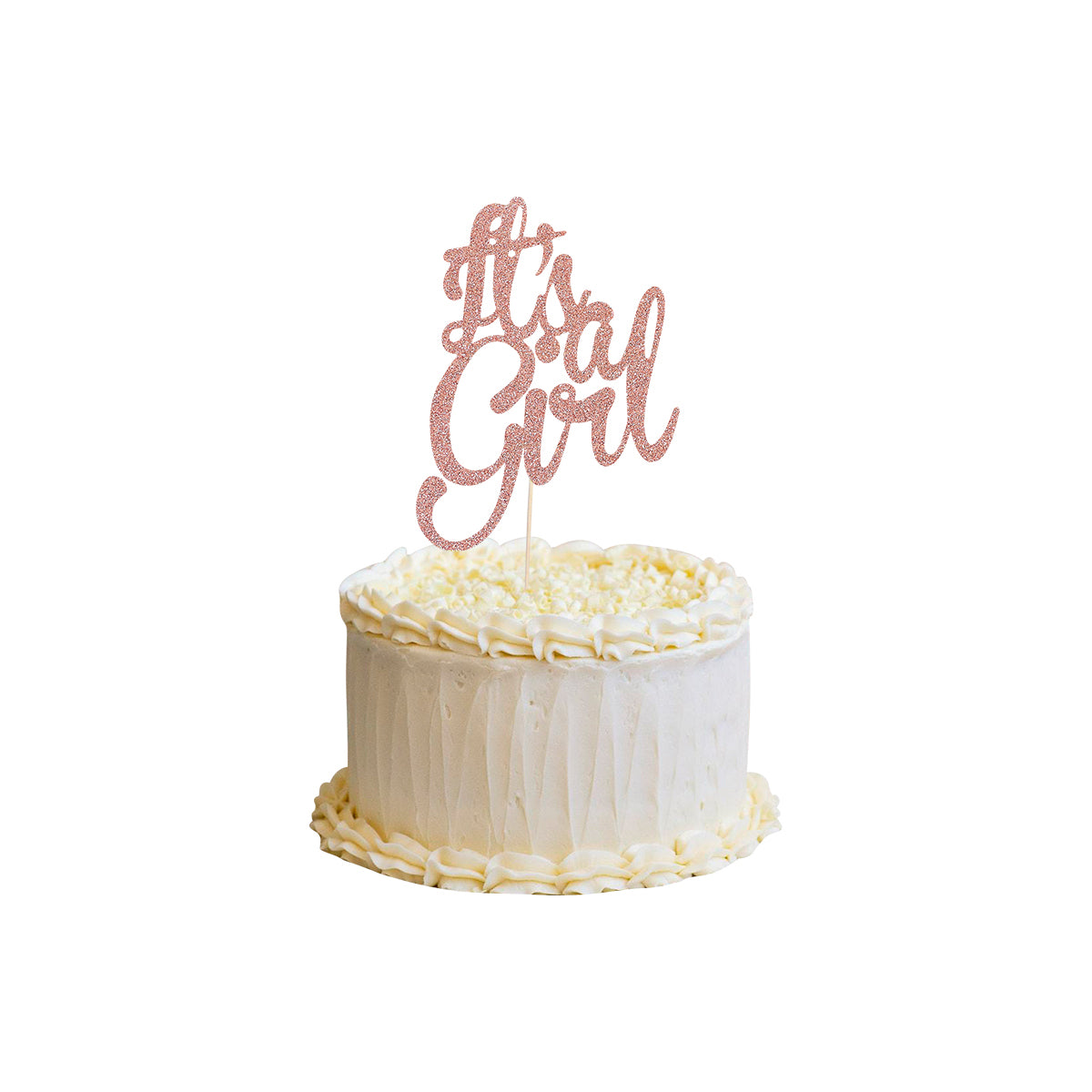 Its A Girl Scripted Rose Gold Cake Topper