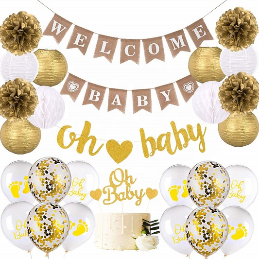 Oh Baby! Burlap Decoration Kit - 35 pieces!