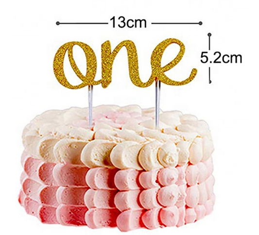 Gold Scripted One Cake/Cupcake Topper