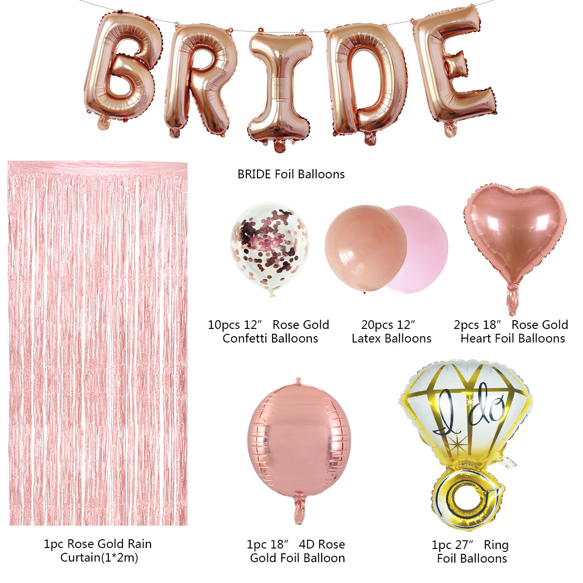 Rose Gold & Pink Bridal Shower Decoration Kit - 40 Pieces!