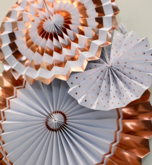 Rose Gold Patterned Paper Fans