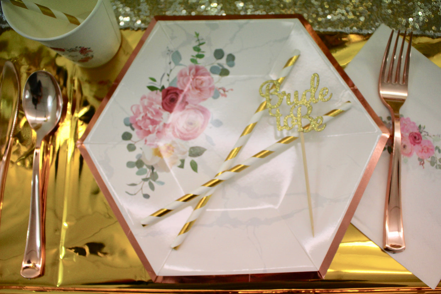 Team Bride Floral 9" Paper Plate - Set of 8