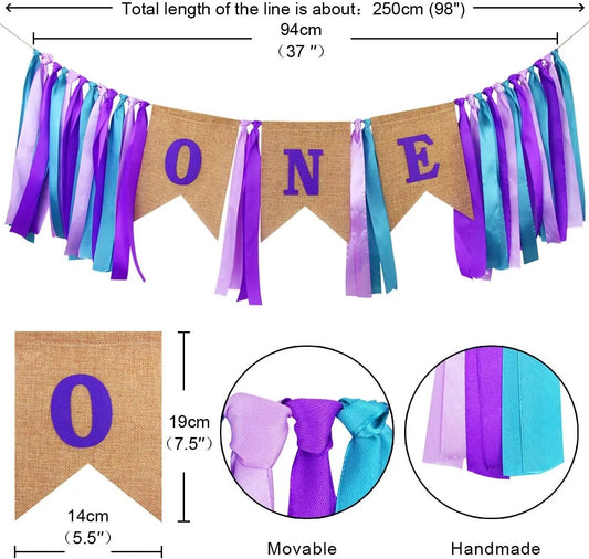 1st Birthday Banner & Crown Set - Purple