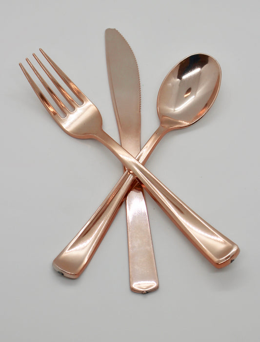 Heavy Duty Disposable Utensil Set, Set of 8 - Rose Gold