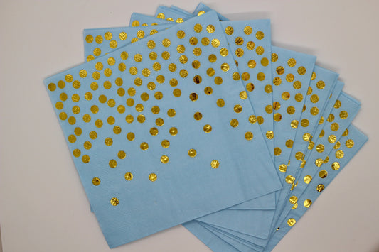 Blue & Gold Confetti Napkins - Set of 10