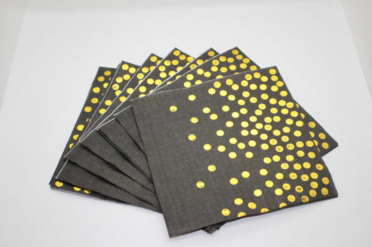 Black & Gold Confetti Napkins - Set of 10