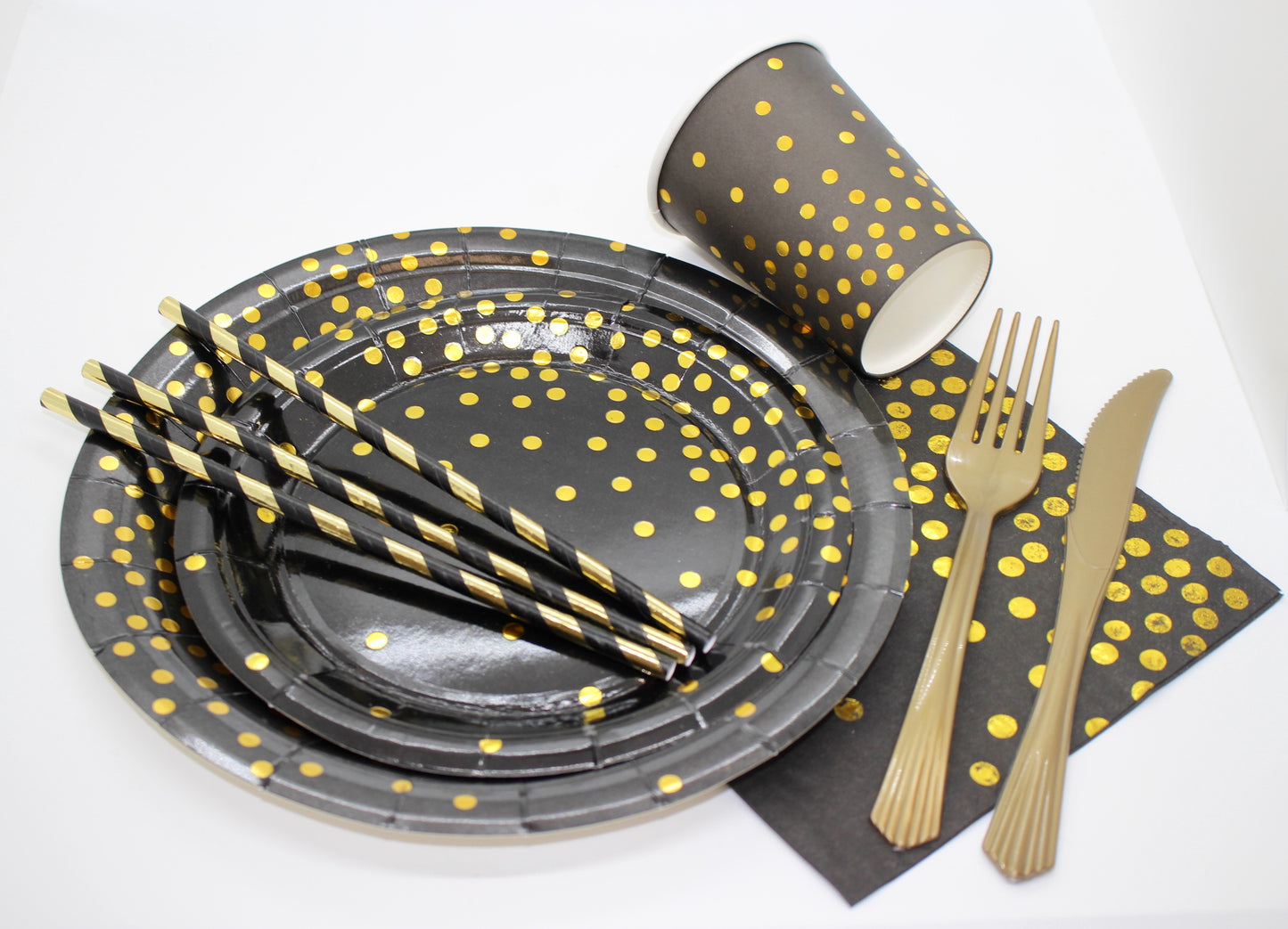 Black & Gold Paper Cups - Set of 8