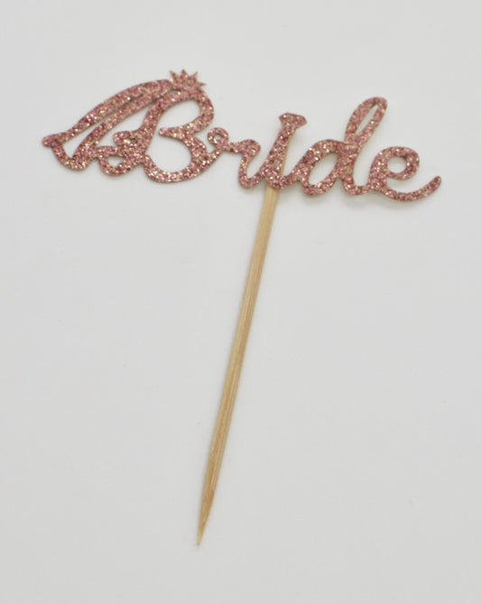 Rose Gold Bridal Cupcake Toppers - Set of 4
