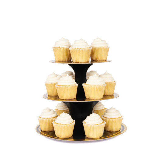 Black & Gold Paper Cake Stand