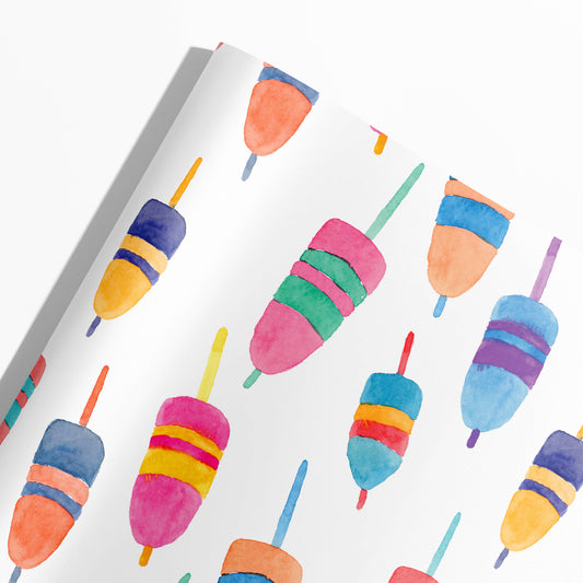Colorful Watercolor Buoys Gift Wrap | Coastal Gift Wrap