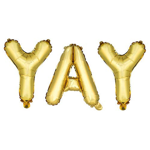 Gold YAY Mylar Balloon