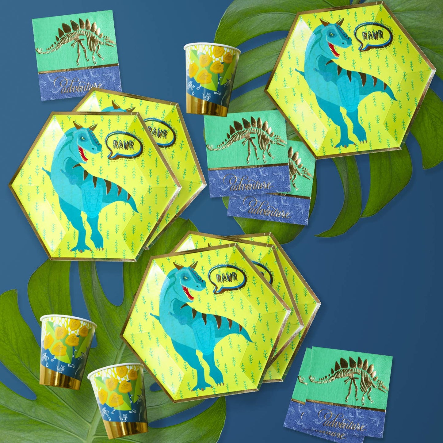 Dinosaur Party Plates, Cups, Napkins - Set for 8