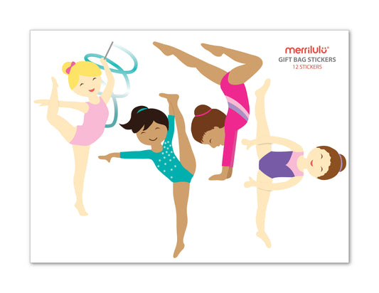 Gymnastics Gift Bag Stickers - 12ct