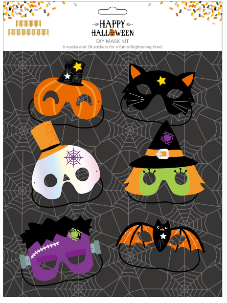 DIY Halloween Mask Set of 6 includes stickers