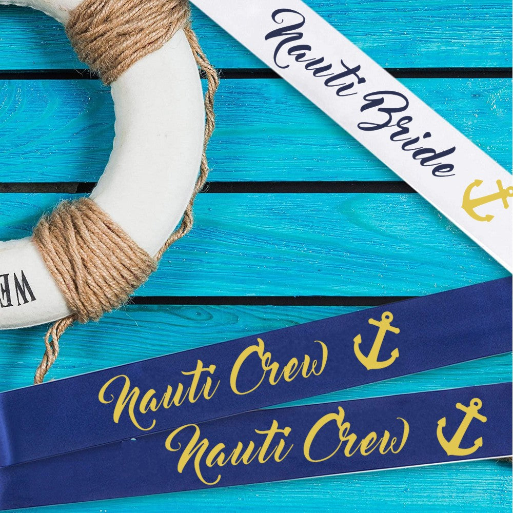 Nauti Bride Crew Sashes Set of 6 YourPartyBox