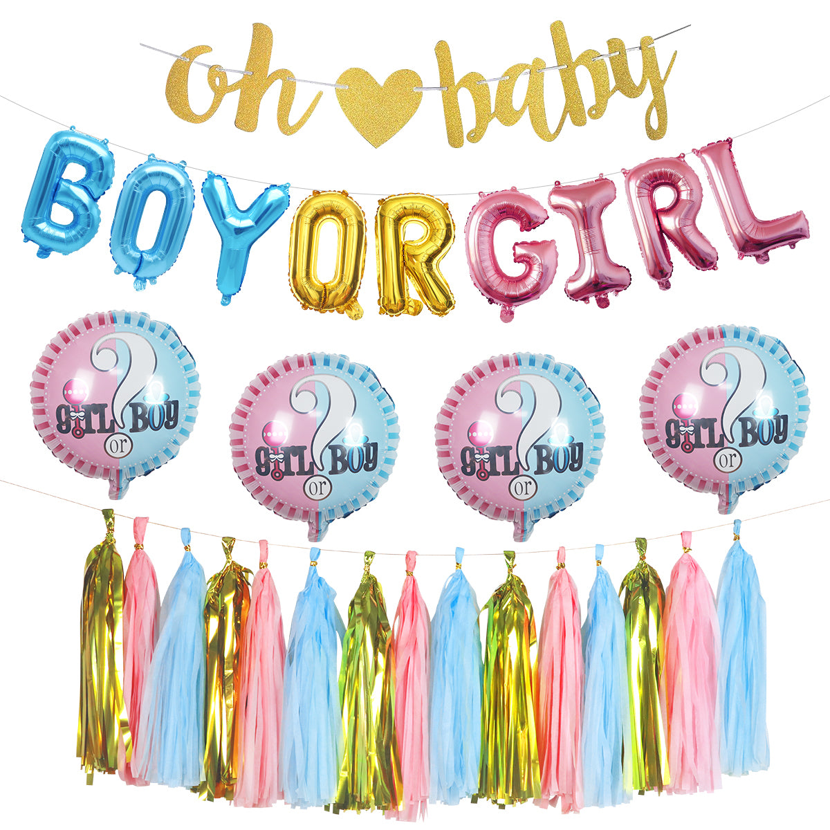 Boy or Girl Gender Reveal Decoration Kit
