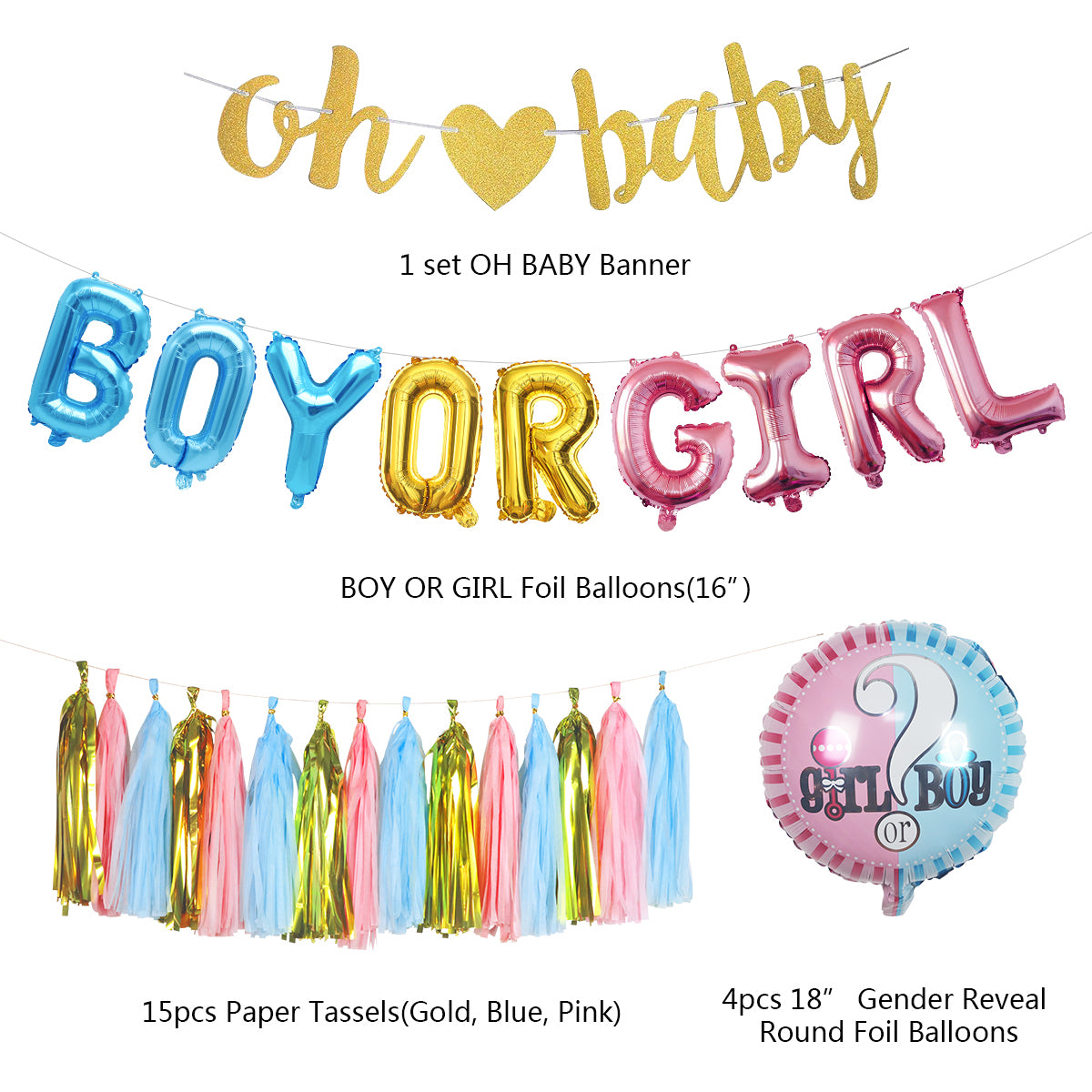 Boy or Girl Gender Reveal Decoration Kit