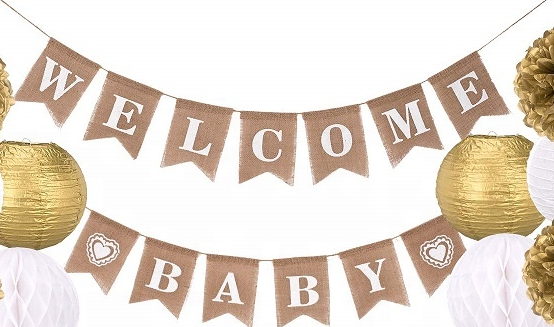 Welcome Baby Burlap Banner