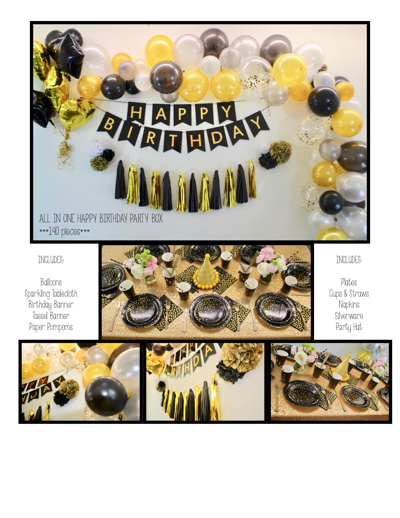 Black & Gold Birthday Party Box