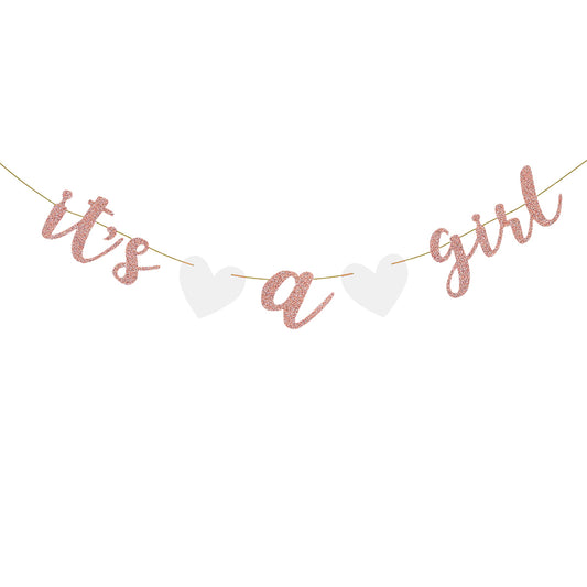 Scripted Rose Gold "Its A Girl" Banner