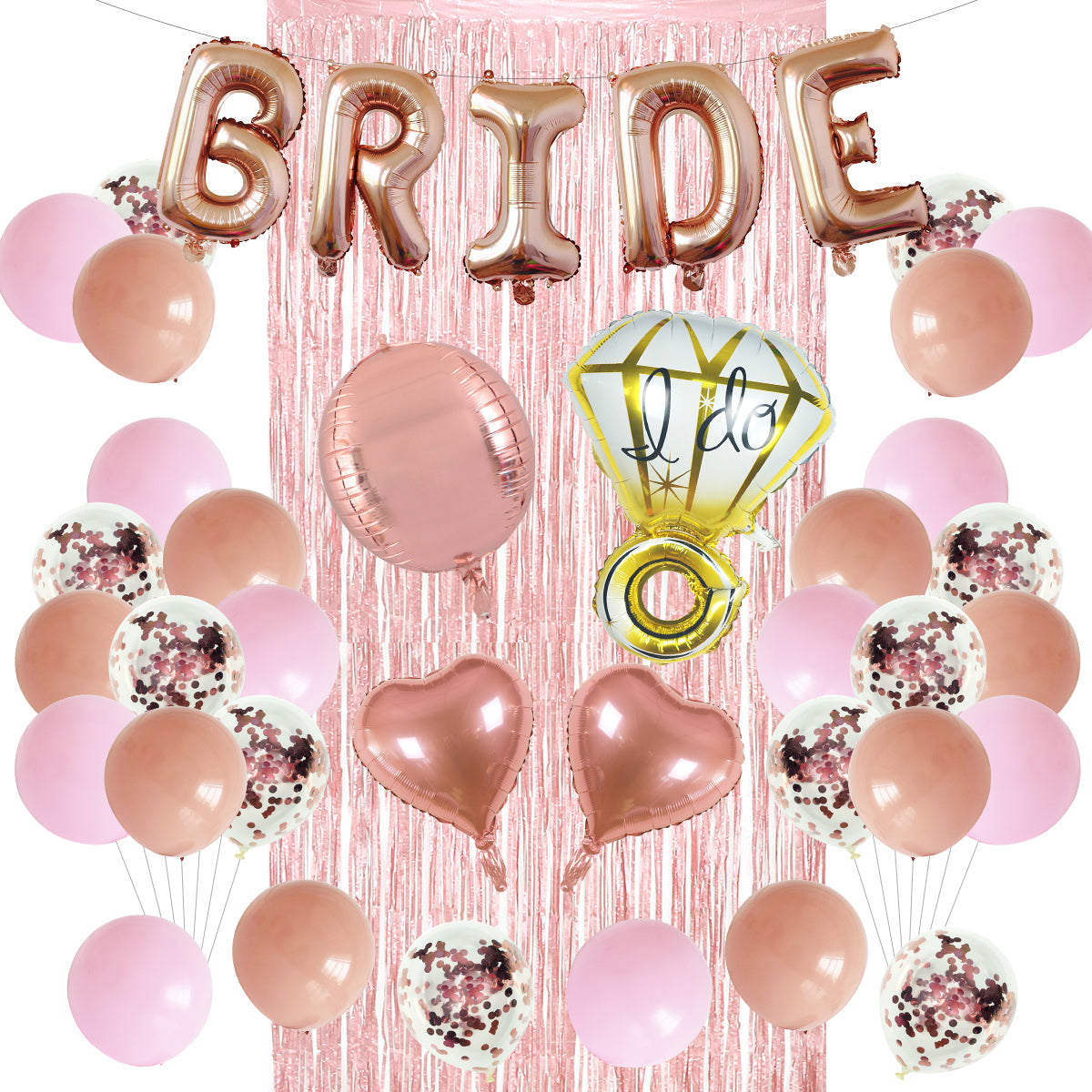 Rose Gold & Pink Bridal Shower Decoration Kit - 40 Pieces!