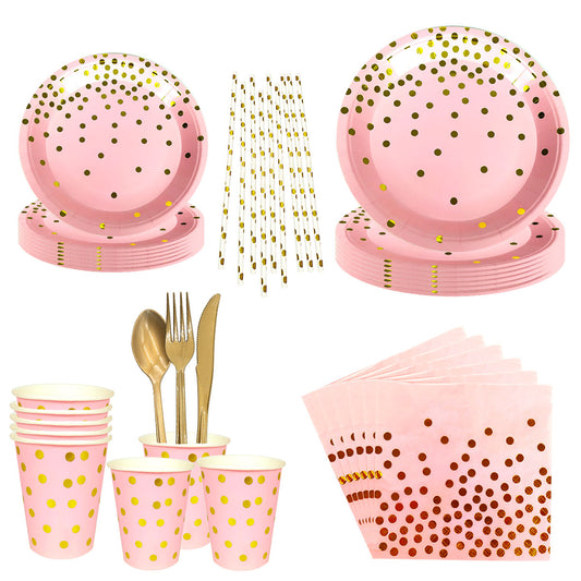 Pink & Gold Confetti Plate Set