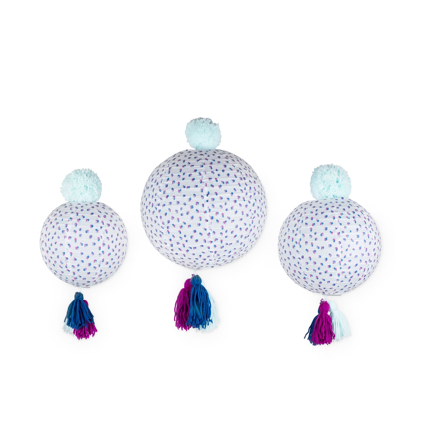 Paper Lanterns with Poms and Tassels by Cakewalk