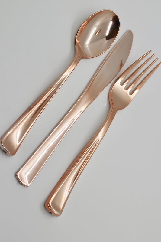 Heavy Duty Disposable Spoon Set, Set of 8 - Rose Gold