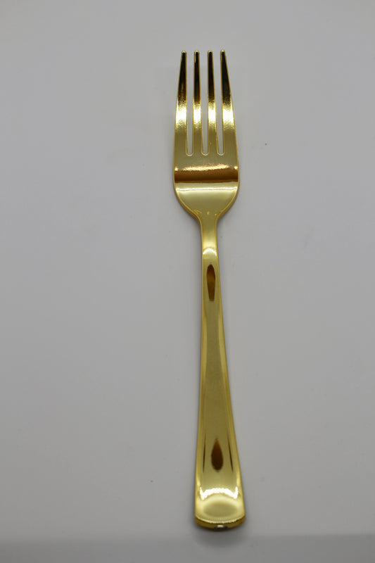 Heavy Duty Disposable Fork Set, Set of 8 - Gold