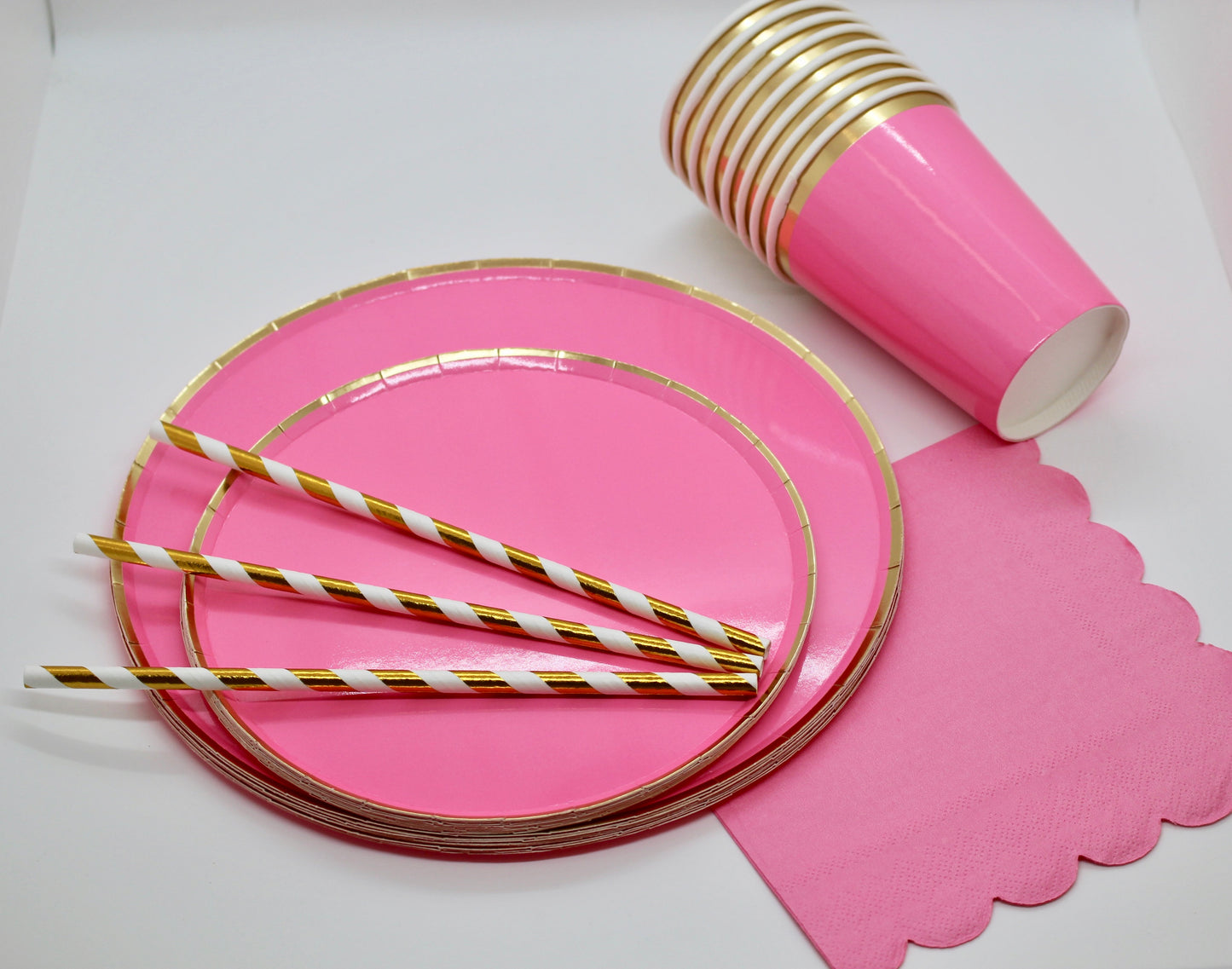 Rose Pink Paper Plates - Set of 8