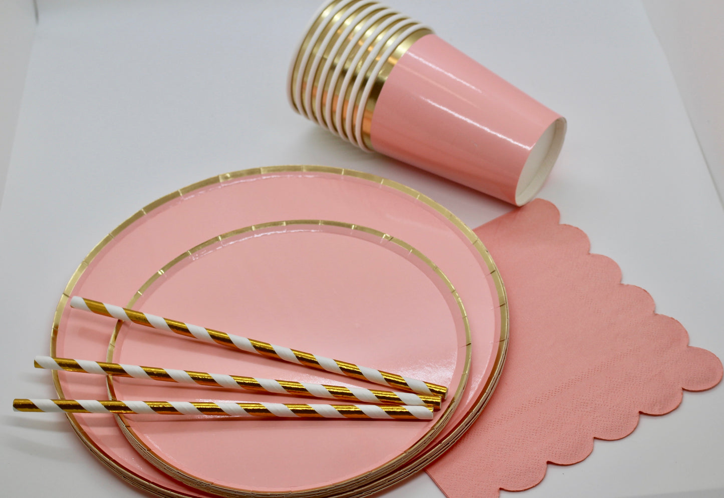 Light Pink Paper Plate Set - 69 pieces!