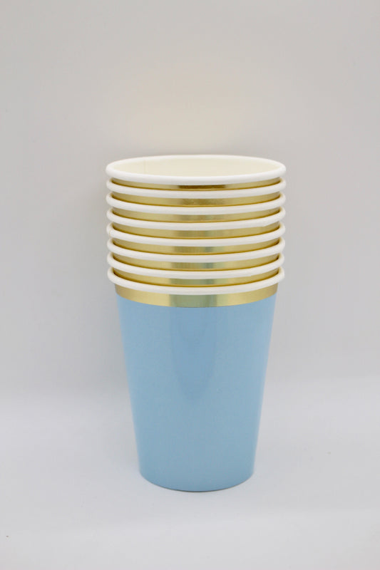 Light Blue Paper Cups - Set of 8