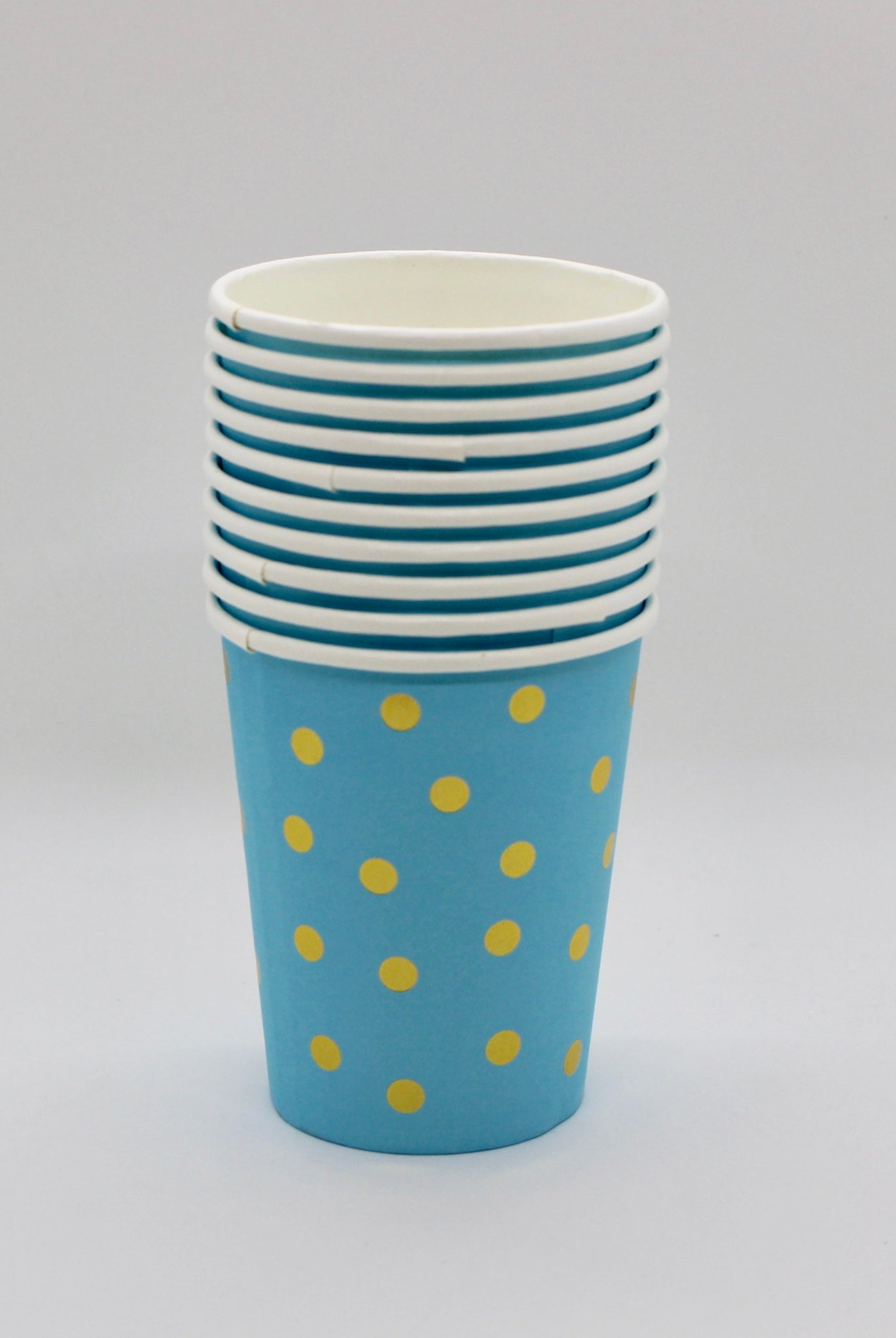 Blue & Gold Confetti Paper Cups - Set of 10