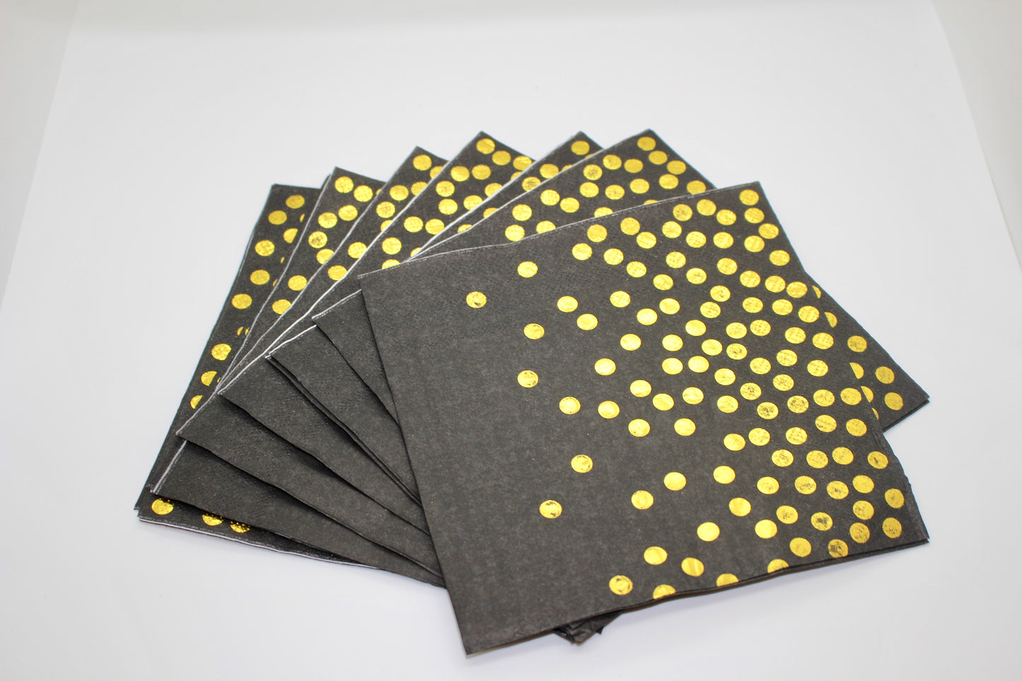 Black & Gold Confetti Napkins - Set of 10