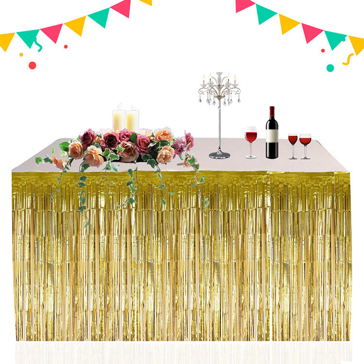 Foil Fringe Table Skirt - 5 Available Colors!
